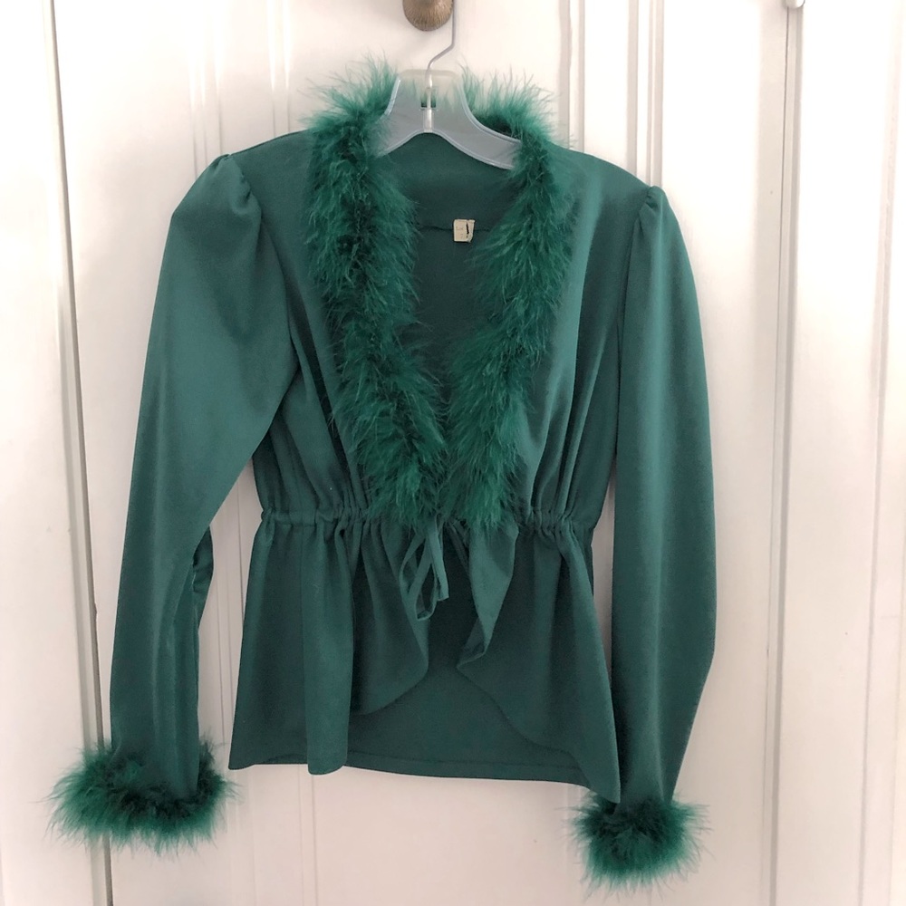 Vintage Feather Trimmed Blouse/jacket